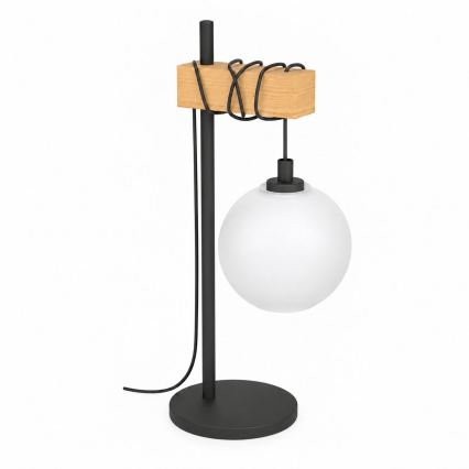 BRILAGI - Namizna svetilka WOOD GLASS 1xE27/40W/230V rjava/črna/bela