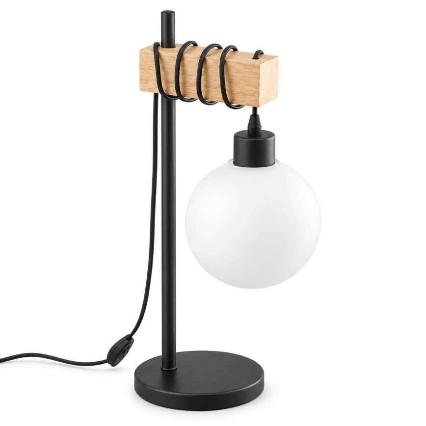 BRILAGI - Namizna svetilka WOOD GLASS 1xE27/40W/230V rjava/črna/bela
