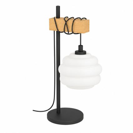 BRILAGI - Namizna svetilka WOOD GLASS 1xE27/40W/230V rjava/črna/bela