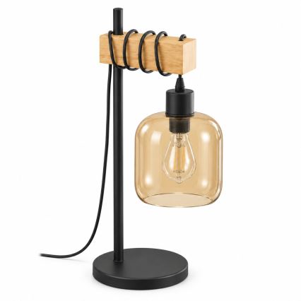 BRILAGI - Namizna svetilka WOOD GLASS 1xE27/40W/230V rjava/črna/dimna rjava