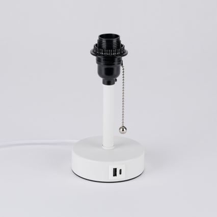 Brilagi - Namizna svetilka z USB-priključkom TABLON 1xE27/25W/230V bela/bež