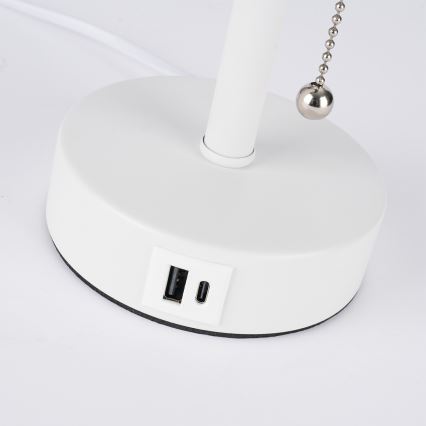 Brilagi - Namizna svetilka z USB priključkom TABLON 1xE27/25W/230V bela/črna