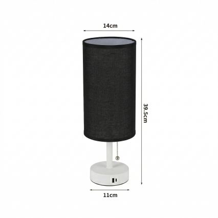 Brilagi - Namizna svetilka z USB priključkom TABLON 1xE27/25W/230V bela/črna