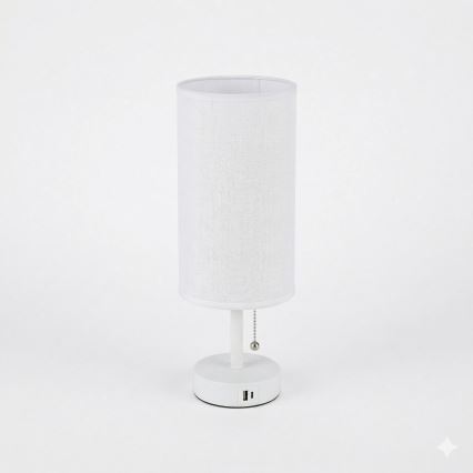 Brilagi - Namizna svetilka z USB priključkom TABLON 1xE27/25W/230V bela