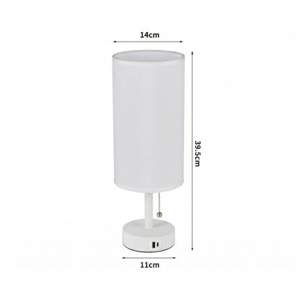 Brilagi - Namizna svetilka z USB priključkom TABLON 1xE27/25W/230V bela
