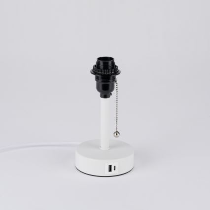 Brilagi - Namizna svetilka z USB-priključkom TABLON 1xE27/25W/230V bela/kremna