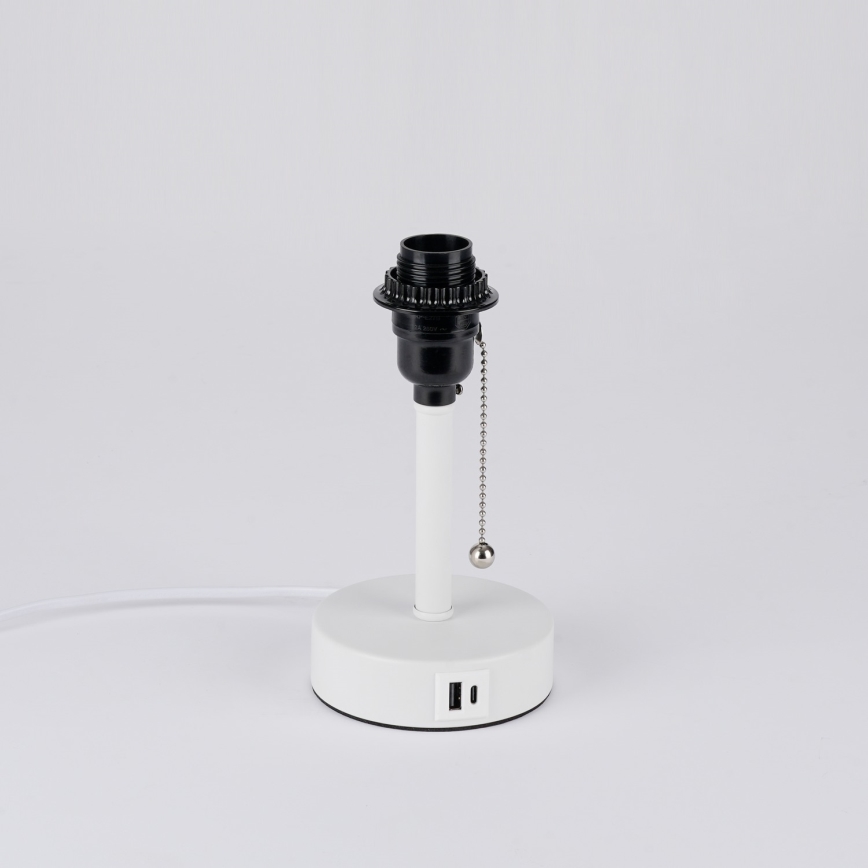 Brilagi - Namizna svetilka z USB-priključkom TABLON 1xE27/25W/230V bela/kremna