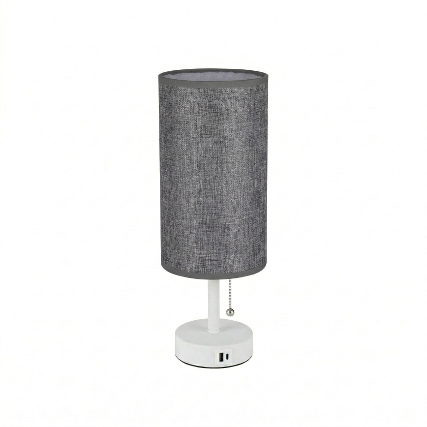 Brilagi - Namizna svetilka z USB-priključkom TABLON 1xE27/25W/230V bela/siva