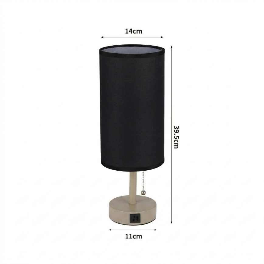 Brilagi - Namizna svetilka z USB priključkom TABLON 1xE27/25W/230V bež/črna