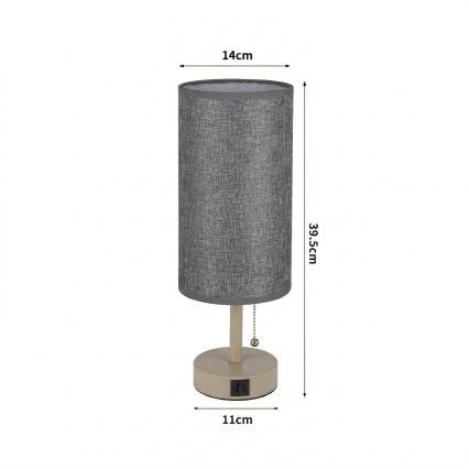 Brilagi - Namizna svetilka z USB-priključkom TABLON 1xE27/25W/230V bež/siva