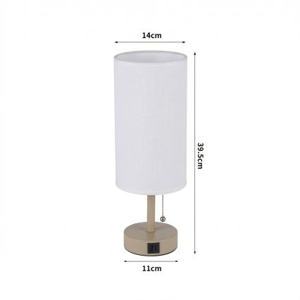 Brilagi - Namizna svetilka z USB-priključkom TABLON 1xE27/25W/230V bežna/bela