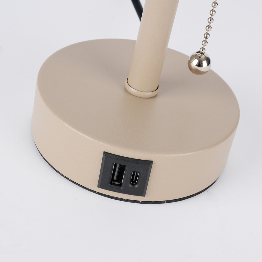 Brilagi - Namizna svetilka z USB-priključkom TABLON 1xE27/25W/230V bežna/kremna
