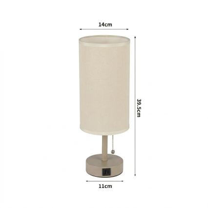 Brilagi - Namizna svetilka z USB-priključkom TABLON 1xE27/25W/230V bežna/kremna