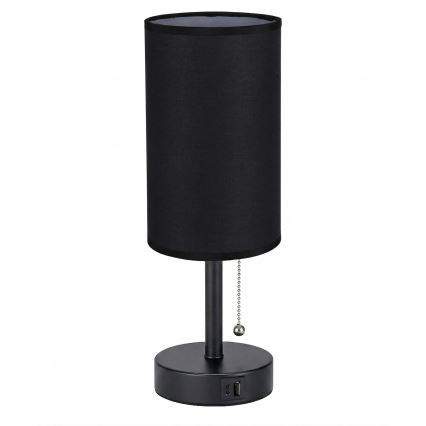 Brilagi - Namizna svetilka z USB-priključkom TABLON 1xE27/25W/230V črna