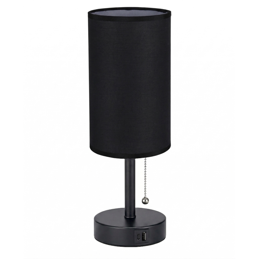 Brilagi - Namizna svetilka z USB-priključkom TABLON 1xE27/25W/230V črna