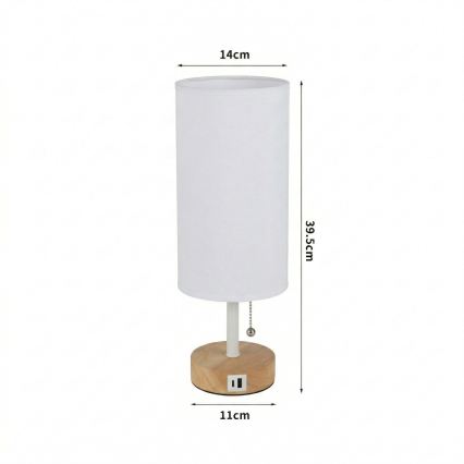 Brilagi - Namizna svetilka z USB priključkom TABLON 1xE27/25W/230V hrast/bela