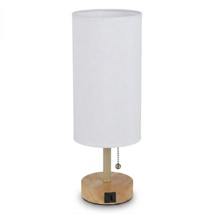 Brilagi - Namizna svetilka z USB-priključkom TABLON 1xE27/25W/230V hrast/bež/bela
