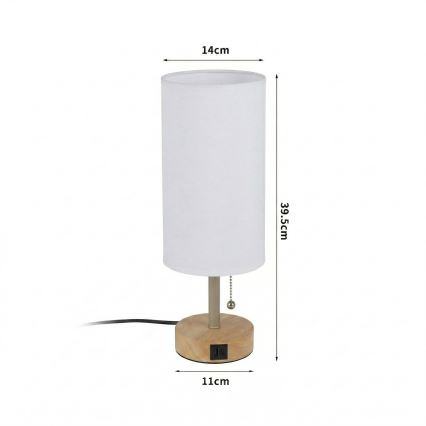 Brilagi - Namizna svetilka z USB-priključkom TABLON 1xE27/25W/230V hrast/bež/bela