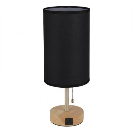 Brilagi - Namizna svetilka z USB-priključkom TABLON 1xE27/25W/230V hrast/bež/črna