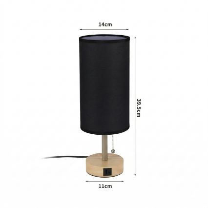 Brilagi - Namizna svetilka z USB-priključkom TABLON 1xE27/25W/230V hrast/bež/črna