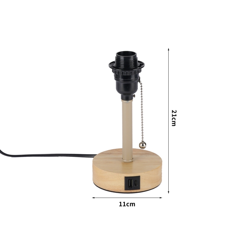 Brilagi - Namizna svetilka z USB priključkom TABLON 1xE27/25W/230V hrast/bež