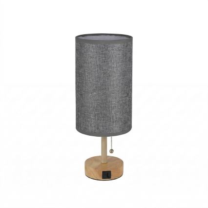 Brilagi - Namizna svetilka z USB priključkom TABLON 1xE27/25W/230V hrast/bež/siva