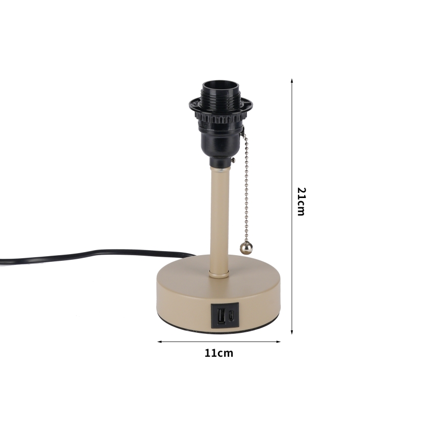 Brilagi - Namizna svetilka z USB priključkom TABLON 1xE27/25W/230V v bež barvi