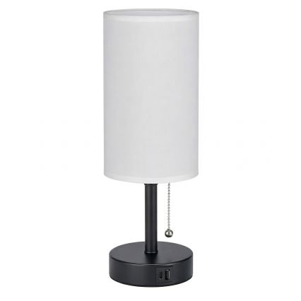 Brilagi - Namizna svetilka z USB-vhodom TABLON 1xE27/25W/230V črna/bela