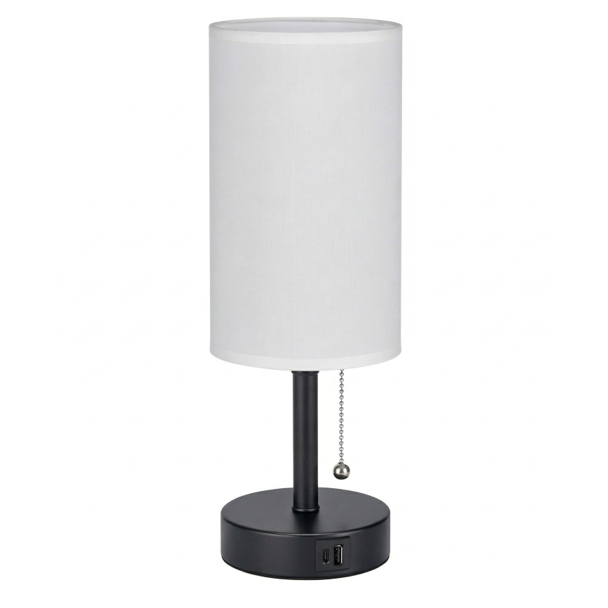 Brilagi - Namizna svetilka z USB-vhodom TABLON 1xE27/25W/230V črna/bela