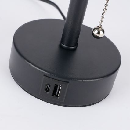 Brilagi - Namizna svetilka z USB-vhodom TABLON 1xE27/25W/230V črna/bela