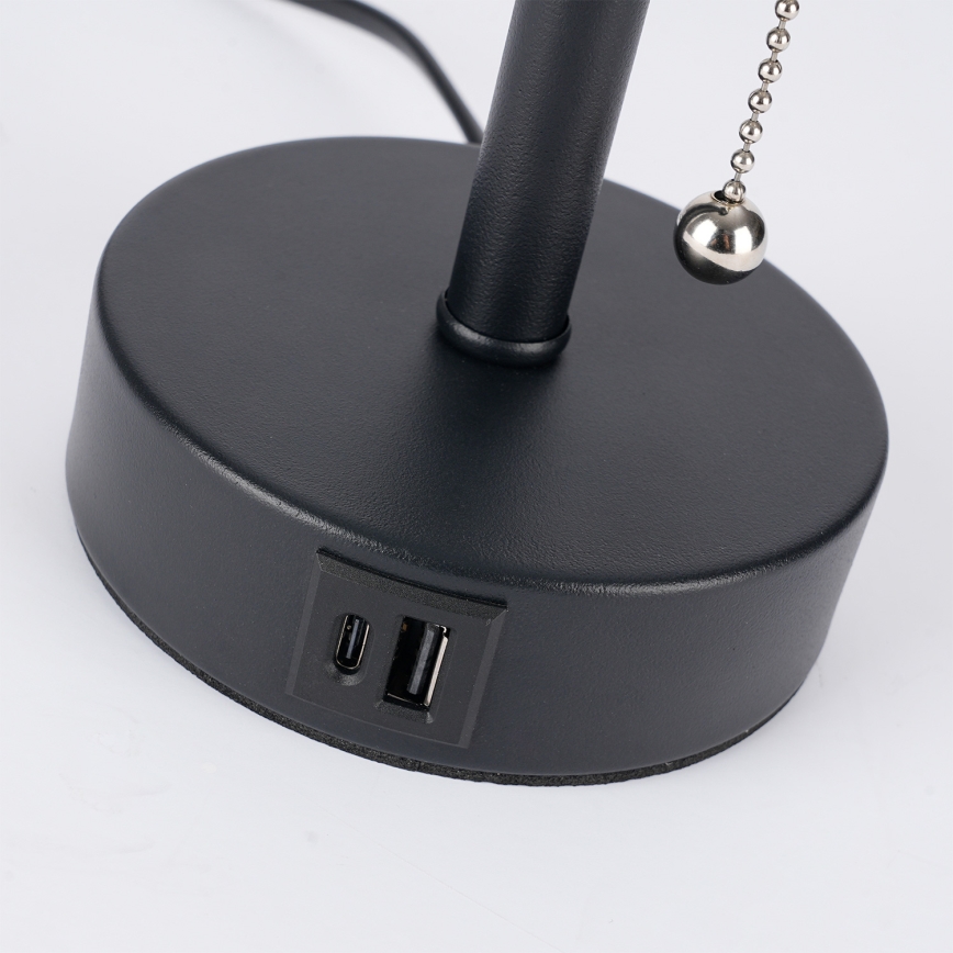 Brilagi - Namizna svetilka z USB-vhodom TABLON 1xE27/25W/230V črna/bela
