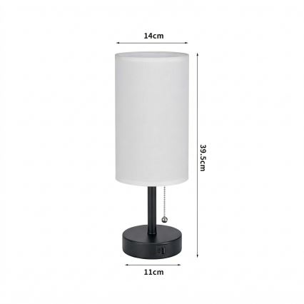 Brilagi - Namizna svetilka z USB-vhodom TABLON 1xE27/25W/230V črna/bela
