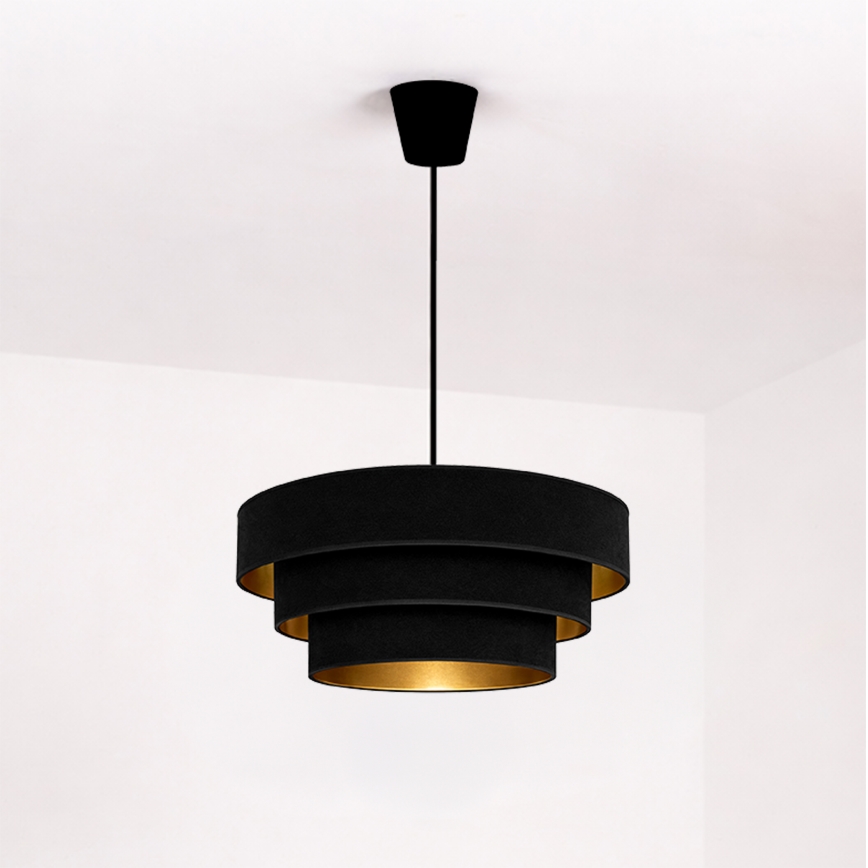 Brilagi - Obesna svetilka LUNETA na kablu 1xE27/60W/230V premer 40 cm črna/zlata
