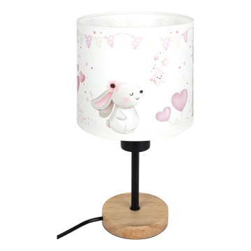 Brilagi - Otroška namizna lučka BOBO WOOD 1xE27/25W/230V hrast/črna/kremna/zajčki