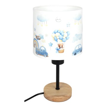 Brilagi - Otroška namizna svetilka BOBO WOOD 1xE27/25W/230V hrast/črna/bela/modra/medvedki