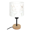 Brilagi - Otroška namizna svetilka BOBO WOOD 1xE27/25W/230V hrast/črna/bela/zajčki