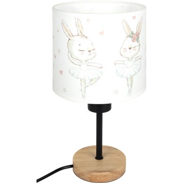 Brilagi - Otroška namizna svetilka BOBO WOOD 1xE27/25W/230V hrast/črna/bela/zajčki