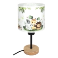 Brilagi - Otroška namizna svetilka BOBO WOOD 1xE27/25W/230V hrast/črna/bela/zelena/džungla