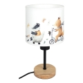 Brilagi - Otroška namizna svetilka BOBO WOOD 1xE27/25W/230V hrast/črna/bela/živalski motiv