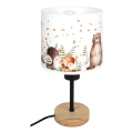 Brilagi - Otroška namizna svetilka BOBO WOOD 1xE27/25W/230V hrast/črna/bela/živalski motiv