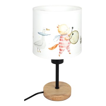 Brilagi - Otroška namizna svetilka BOBO WOOD 1xE27/25W/230V hrast/črna/bela/živalski motivi