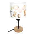 Brilagi - Otroška namizna svetilka BOBO WOOD 1xE27/25W/230V hrast/črna/bela/živalski motivi