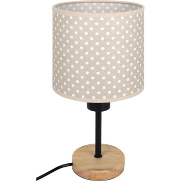 Brilagi - Otroška namizna svetilka BOBO WOOD 1xE27/25W/230V hrast/črna/bež/pikice