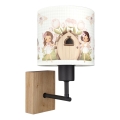 Brilagi - Otroška stenska svetilka BOBO WOOD 1xE27/25W/230V hrast/črna/bela/rožnata/vile