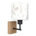 Brilagi - Otroška stenska svetilka BOBO WOOD 1xE27/25W/230V hrast/črna/bela/zajčki