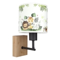 Brilagi - Otroška stenska svetilka BOBO WOOD 1xE27/25W/230V hrast/črna/bela/zelena/džungla