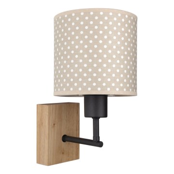 Brilagi - Otroška stenska svetilka BOBO WOOD 1xE27/25W/230V hrast/črna/bež/pikice