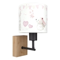 Brilagi - Otroška stenska svetilka BOBO WOOD 1xE27/25W/230V hrast/črna/kremna/zajčki