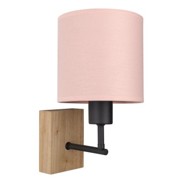 Brilagi - Otroška stenska svetilka BOBO WOOD 1xE27/25W/230V hrast/črna/rožnata