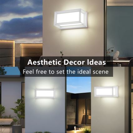 Brilagi - LED zunanja stenska svetilka s senzorjem PARKER LED/12W/230V bela IP44